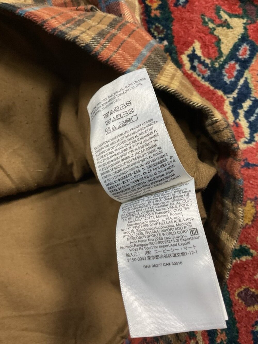 Vans Medium Shacket Flannel Full Zip Earthy Tone Corduroy Collar Rust Color - Picture 7 of 11